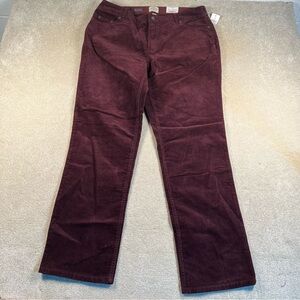 Corduroy Pants Straight Leg Classic Fit St Johns‎ Bay Burgundy Tummy Slimmer 16W